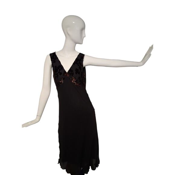 Y2K Silk Babydoll Velvet Burnout Womens sz 6 Whimsigoth Vampire Witchcore Dress - Picture 2 of 12